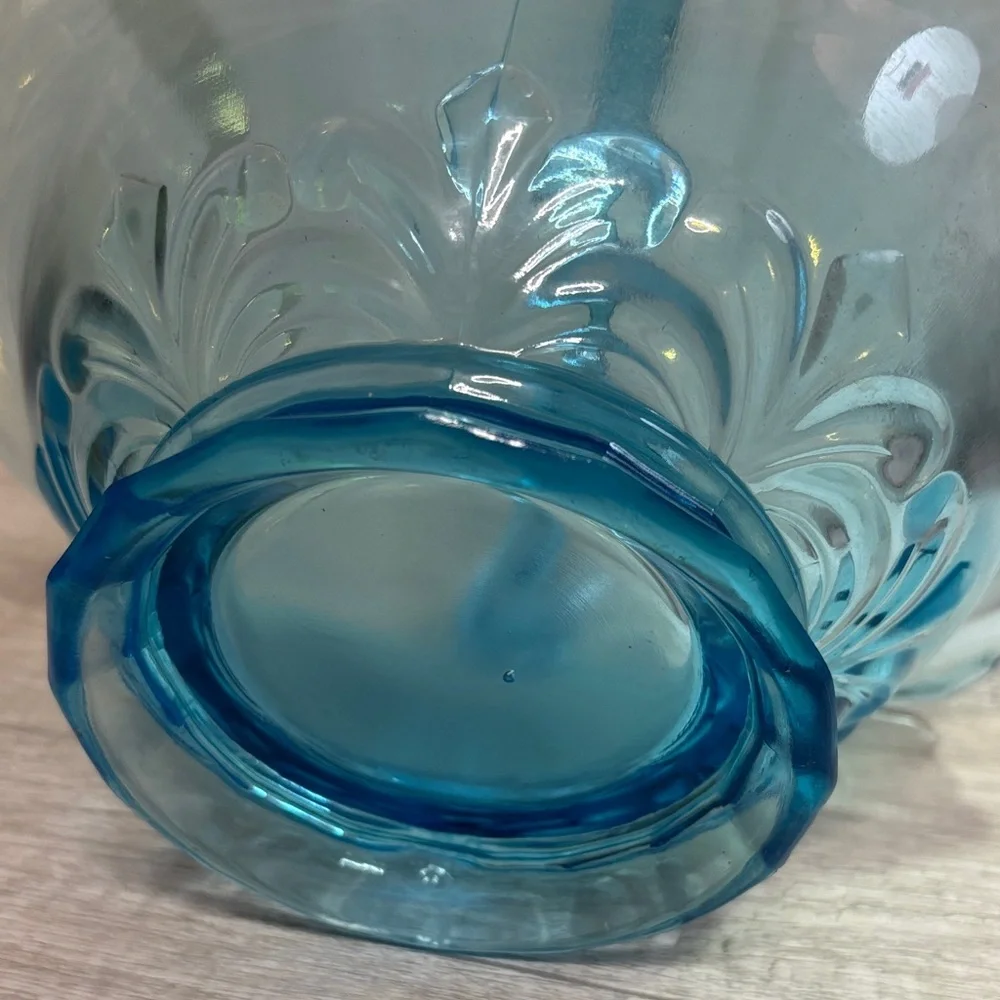 Blue Glass Basket with Handle